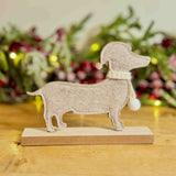 Standing Felt Dog in Tartan