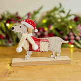 Standing Felt Dog in Tartan