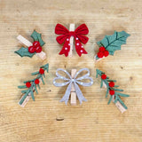 Set of 6 Felt Christmas Pegs