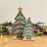 Pair of Embroided Felt Trees