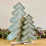 Pair of Scalloped Embroidered Trees