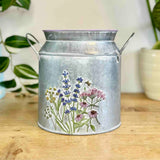 Floral Metal Milk Churn Pot