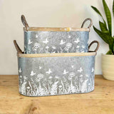 Pair of Meadow Design Metal Troughs