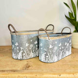 Pair of Meadow Design Metal Troughs