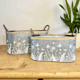 Pair of Meadow Design Metal Troughs