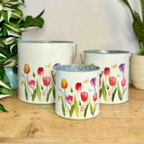 Set of 3 Tulip Decorated Metal Buckets