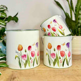 Set of 3 Tulip Decorated Metal Buckets