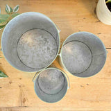Set of 3 Tulip Decorated Metal Buckets