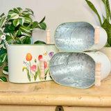 Set of 3 Metal Planters with Tulips