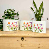 Set of 3 Metal Planters with Tulips