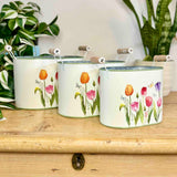 Set of 3 Metal Planters with Tulips