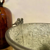 Pressed Metal Pot with Perching Birds