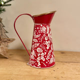 Red Metal Holly Design Jug