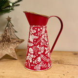 Red Metal Holly Design Jug