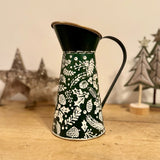 Green Metal Holly Design Jug