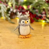 Hanging Penguin with Silver Antlers