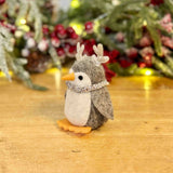 Hanging Penguin with Silver Antlers