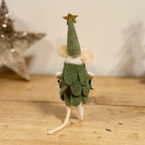 Felt Mouse in Tree Outfit & Lights