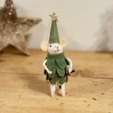 Felt Mouse in Tree Outfit & Lights