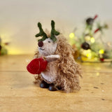 Woollen Hedgehog In Antlers Decoration