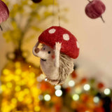 Felt Hedgehog with Toadstool Hat