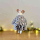 Sassy Felt Mouse in Grey Fur Coat