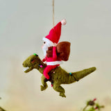Felt Santa Riding a Dinosaur