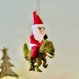 Felt Santa Riding a Dinosaur