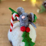 Felt Hanging Mouse In Xmas Pud