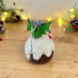 Felt Hanging Mouse In Xmas Pud