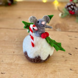 Felt Hanging Mouse In Xmas Pud
