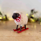 Hanging Felt Sheep On Skis