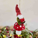 Hanging Festive Gnome on Toadstall
