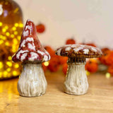 Pair of Red Ceramic Mushrooms