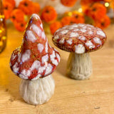 Pair of Red Ceramic Mushrooms