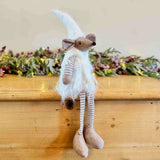 Sitting Brown Mouse in White Winter Dress