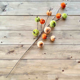 Mixed Colour Velvet Pumpkin Branch
