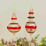 Pair of Antique Red & Gold Glass Finial Baubles
