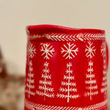 Red & White Nordic Ceramic Jug