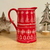 Red & White Nordic Ceramic Jug