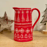 Red & White Nordic Ceramic Jug