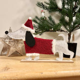 Grey Felt Dog in Red Christmas Jumper