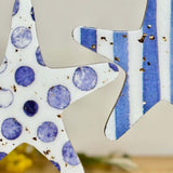 Pair of Blue & White Hanging Starfish