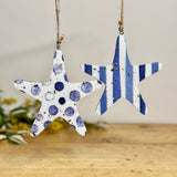 Pair of Blue & White Hanging Starfish