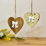 Pair of Bow Detail Hanging Hearts