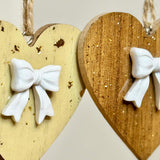 Pair of Bow Detail Hanging Hearts