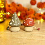 Pair of Wooden Mushroom People