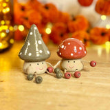 Pair of Wooden Mushroom People