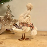 Pink Glittery Bird with Santa Hat