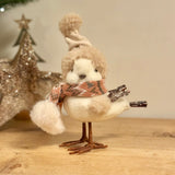 Pink Glittery Bird with Santa Hat